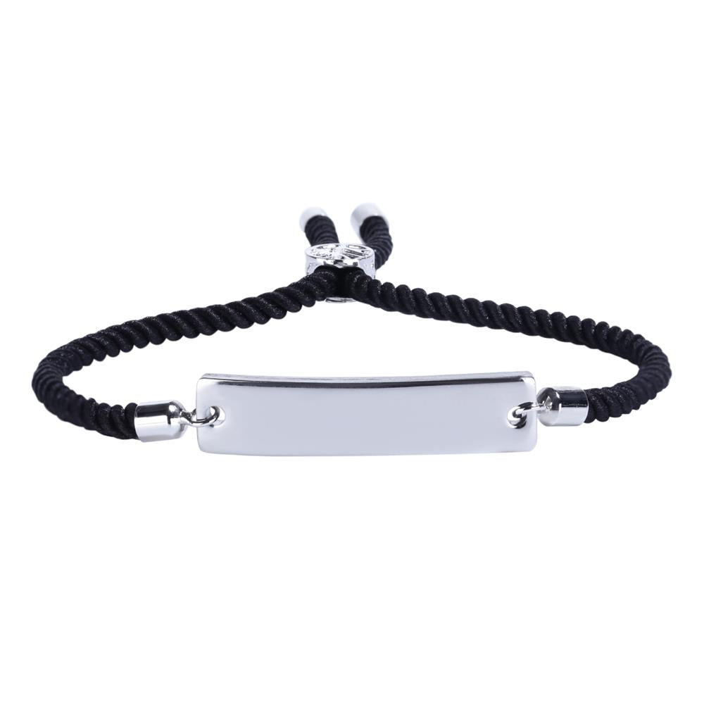 Simple Black Rope with Gold plated Name plate with personalization Bracelet for Kids, women & Men