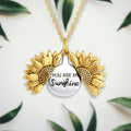 Premium Quality Sunflower Necklaces With Open Locket Engraved Message For You & Your Loved Ones