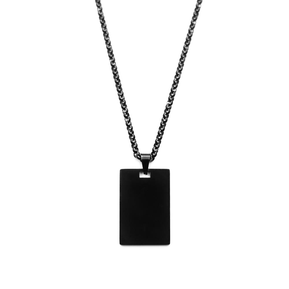 High Quality Rectangle Shape Name Plate Pendant Rolo chain neck piece for Men and Women