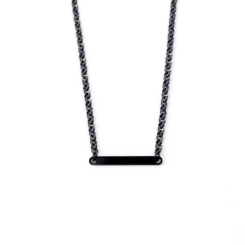 Rolo Chain Trending Name Plate Necklace Gift for Party Wear for Men and Women - Black