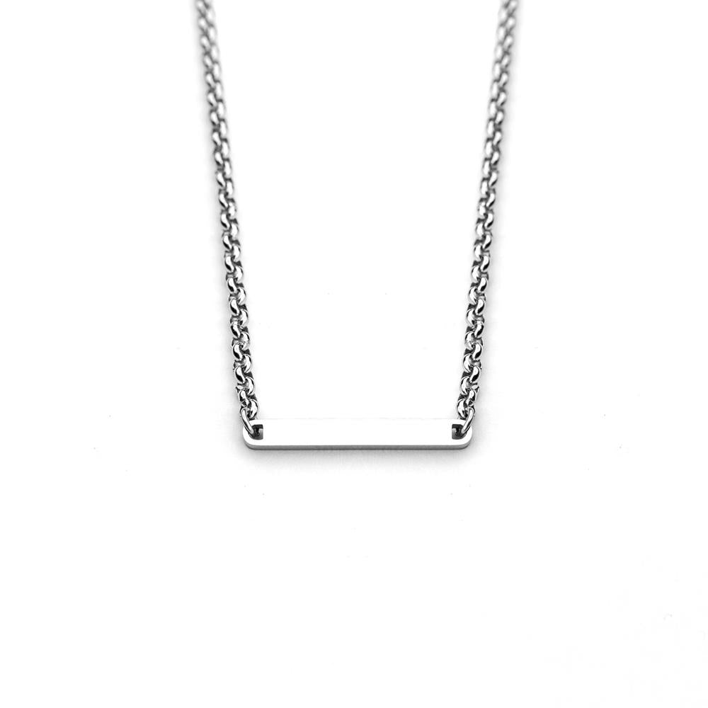 Rolo Chain Trending Name Plate Necklace Gift for Party Wear for Men and Women - Silver Color
