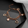 Luxury Stainless Steel Multilayer Chain Bracelet Exquisite Black White Shell Roman Digital Disc Pendant Bracelet for Women
