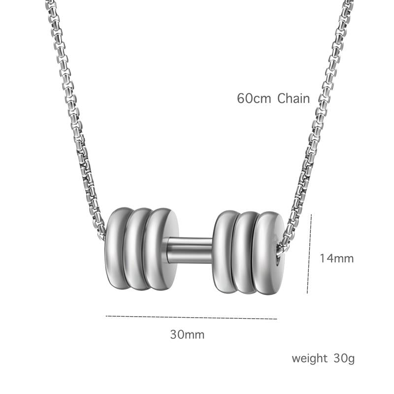 Premium Quality Dumbell Design Personalized Name Engraved Stainless Steel Necklace for Men & Women
