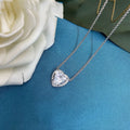 Korean Style Bling White Diamond Rhinestone Crystal Heart Pendant Necklace for Women