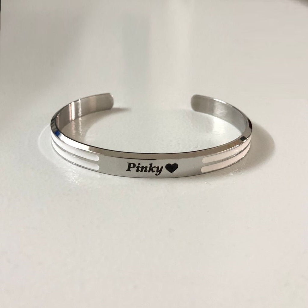 6mm width stripes series white with personalized text bracelet for men and women