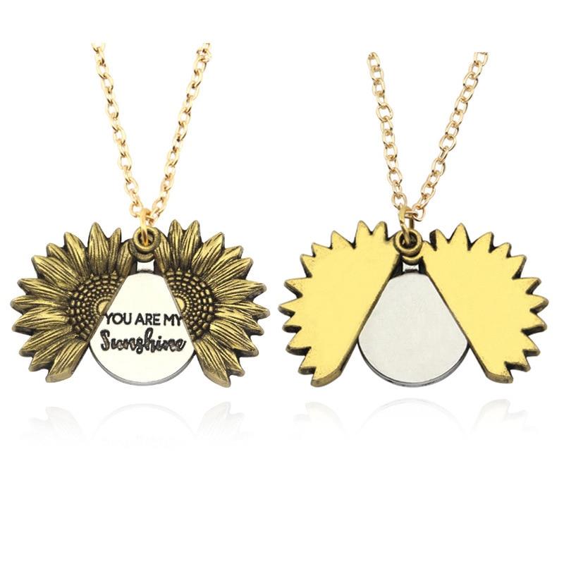 Premium Quality Sunflower Necklaces With Open Locket Engraved Message For You & Your Loved Ones