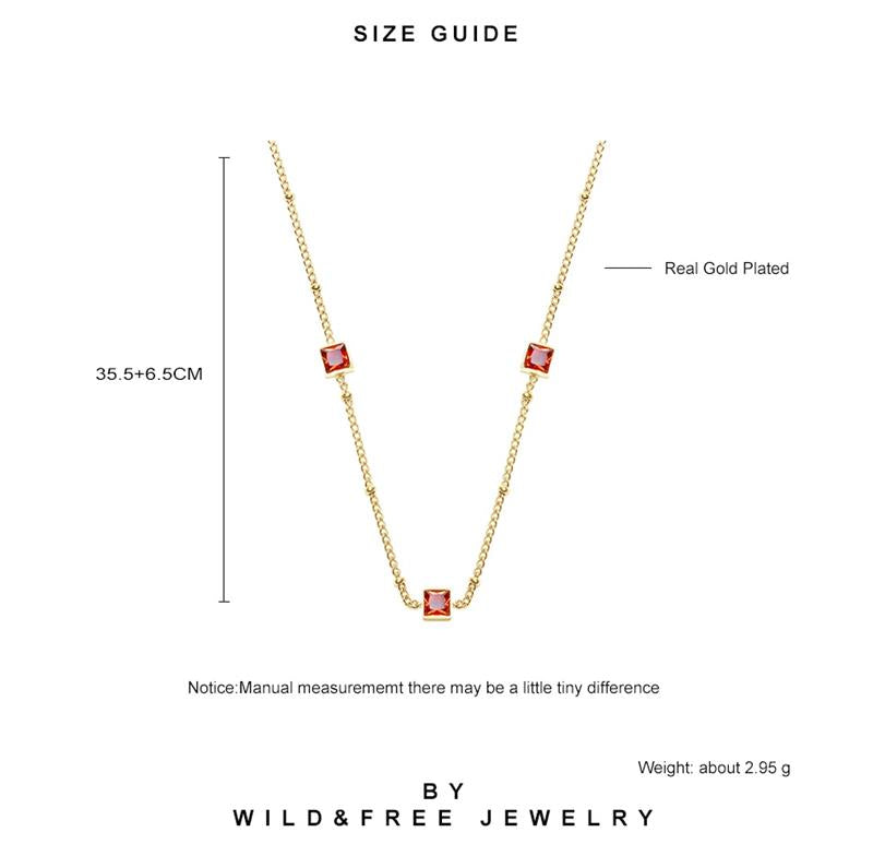 Elegant Iced Out Pendant Chain Chokers Necklace Fashion Square CZ Zircon Crystal Necklace Stainless Steel Jewelry Gift for women