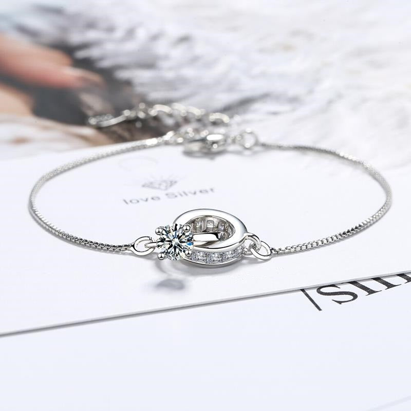Premium Quality Silver Color Luxury Zircon Charm Bracelet & Bangle Fashion Party Wear Bracelet for Women & Girls