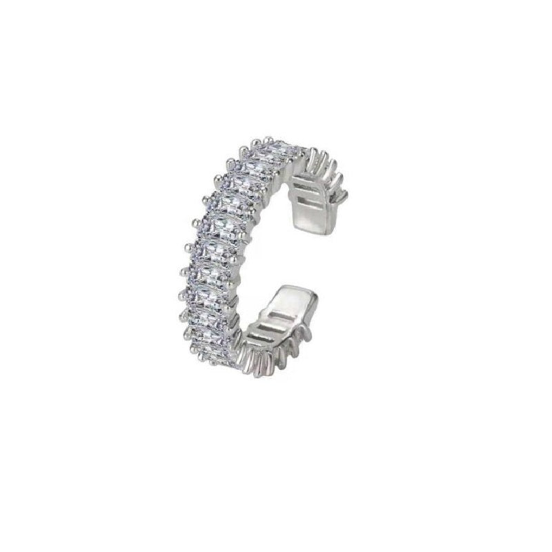Full Cubic Zircon Hallow Out Design Trendy Rhodium Plated Fashion Ring For Women