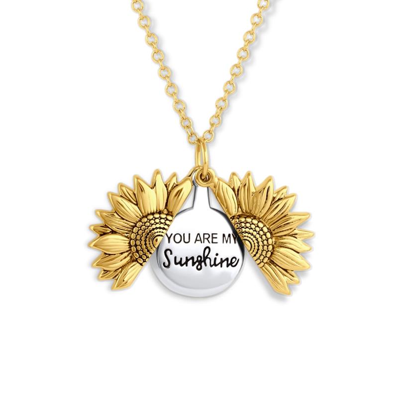 Premium Quality Sunflower Necklaces With Open Locket Engraved Message For You & Your Loved Ones