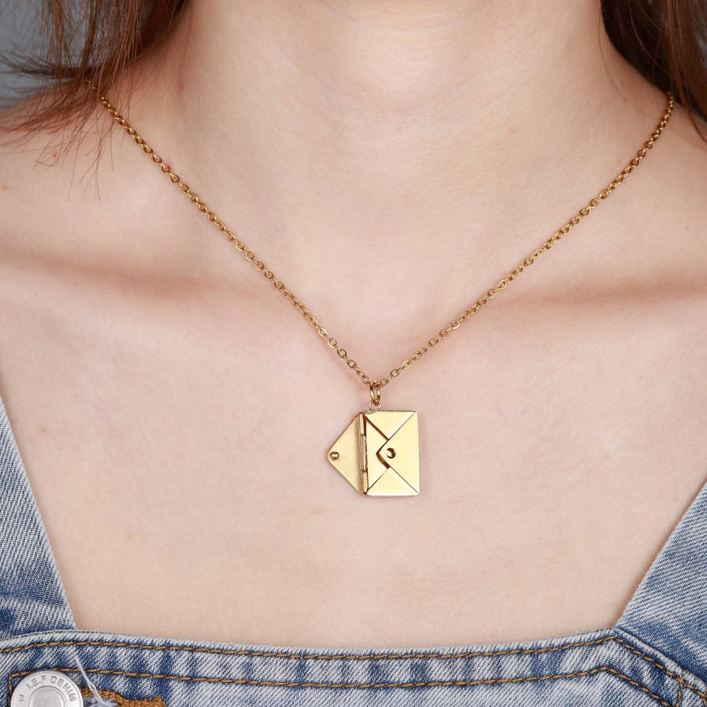 Gold Plated Personalized Envelope Necklace Chain