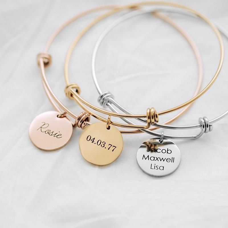 Custom Engraved New Design Stainless Steel Personalized Engraved Wire Bracelet For Women
