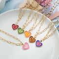 Colorful Double Love Heart Pendant Necklace Heart Collar Fashion Thick Chain Candy Color  Necklace Jewelry Gift for Women