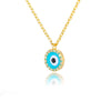 Evil Eye Blue Round Zircon Crystal Turkish Eye Choker Pendant Necklace Jewelry Gift For Women