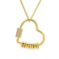 3 beads Personalized Heart Shaped Pendant Necklace Gold Plated With Zircon Charm for Women