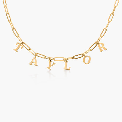 Gold Plated Personalized Stainless Steel Letters Link Rory Chain Necklace
