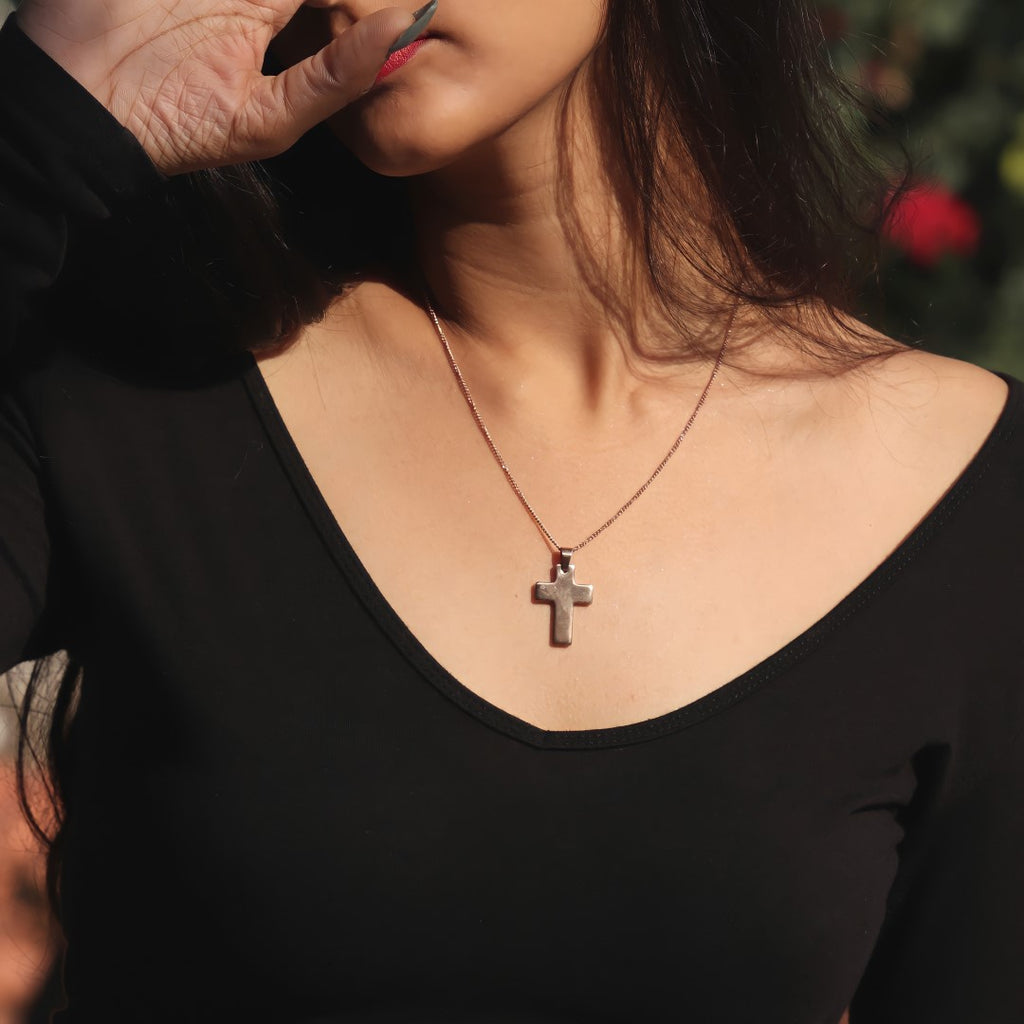 Cross pendant chain for male and female - Rose Gold Color