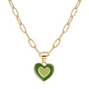 Colorful Double Love Heart Pendant Necklace Heart Collar Fashion Thick Chain Candy Color  Necklace Jewelry Gift for Women