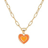 Colorful Double Love Heart Pendant Necklace Heart Collar Fashion Thick Chain Candy Color  Necklace Jewelry Gift for Women