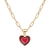 Colorful Double Love Heart Pendant Necklace Heart Collar Fashion Thick Chain Candy Color  Necklace Jewelry Gift for Women