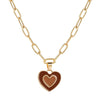 Colorful Double Love Heart Pendant Necklace Heart Collar Fashion Thick Chain Candy Color  Necklace Jewelry Gift for Women
