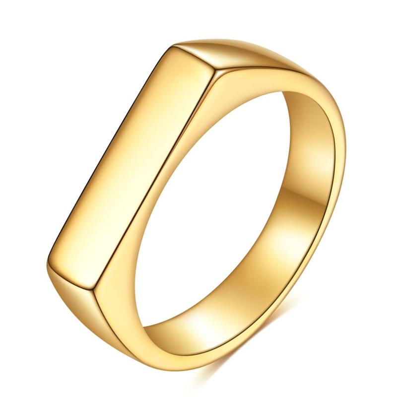 High Quality Women's Fashion Finger Ring 18K Gold Plated Stainless Steel Chunky Thick Rings for Women